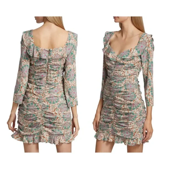 NWT Veronica Beard Lozano Floral Silk Ruched dress Sz 0 - Picture 5 of 7